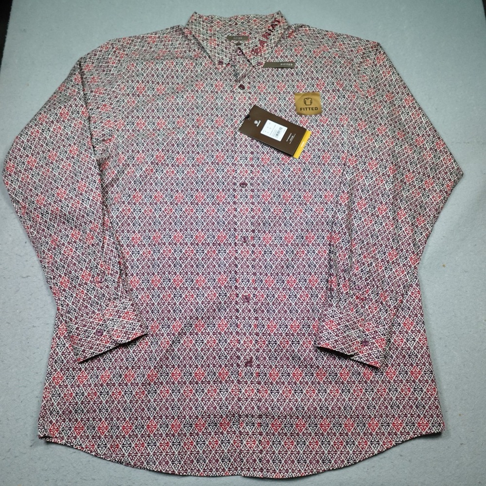 Ariat Team Omega Shirt Men XL Red Aztec Western Fitted Long Sleeve 10054053